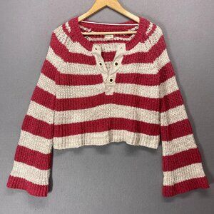 Anthropologie Pilcro Sweater Womens Small Cropped Bell Sleeve Henley